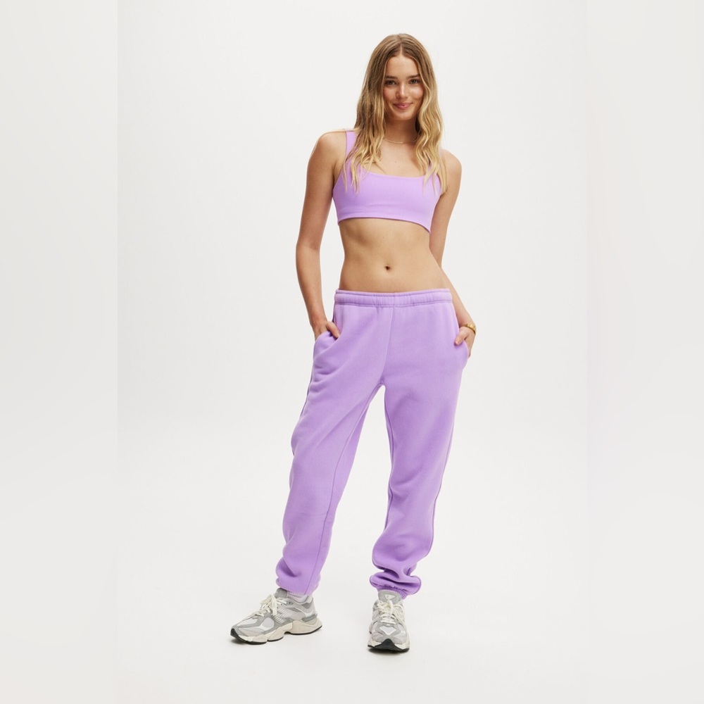 NEW Cotton On Body Purple Plush Essential Gym Track Pants in Cyber Grape